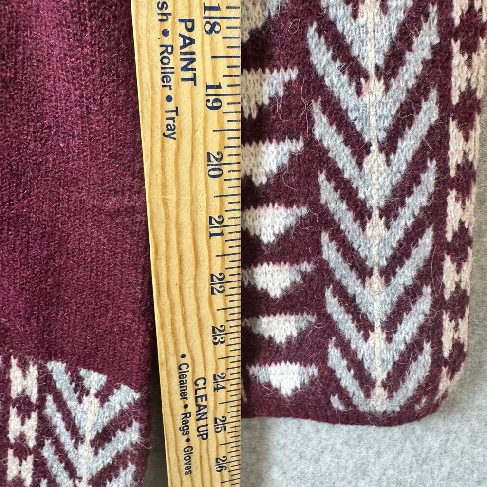 NWT Frye Cardigan Sweater Women's Large Burgundy Boho Southwest Cozy Tribal Open - Picture 8 of 11